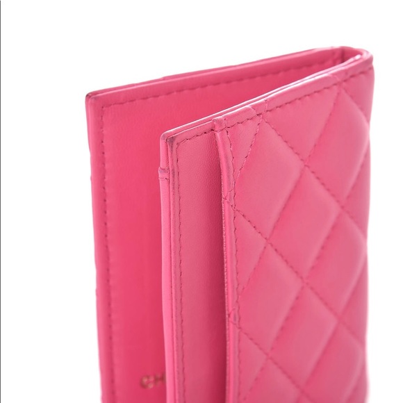 CHANEL Lambskin Quilted Card Holder Wallet Fuchsia - Picture 6 of 10